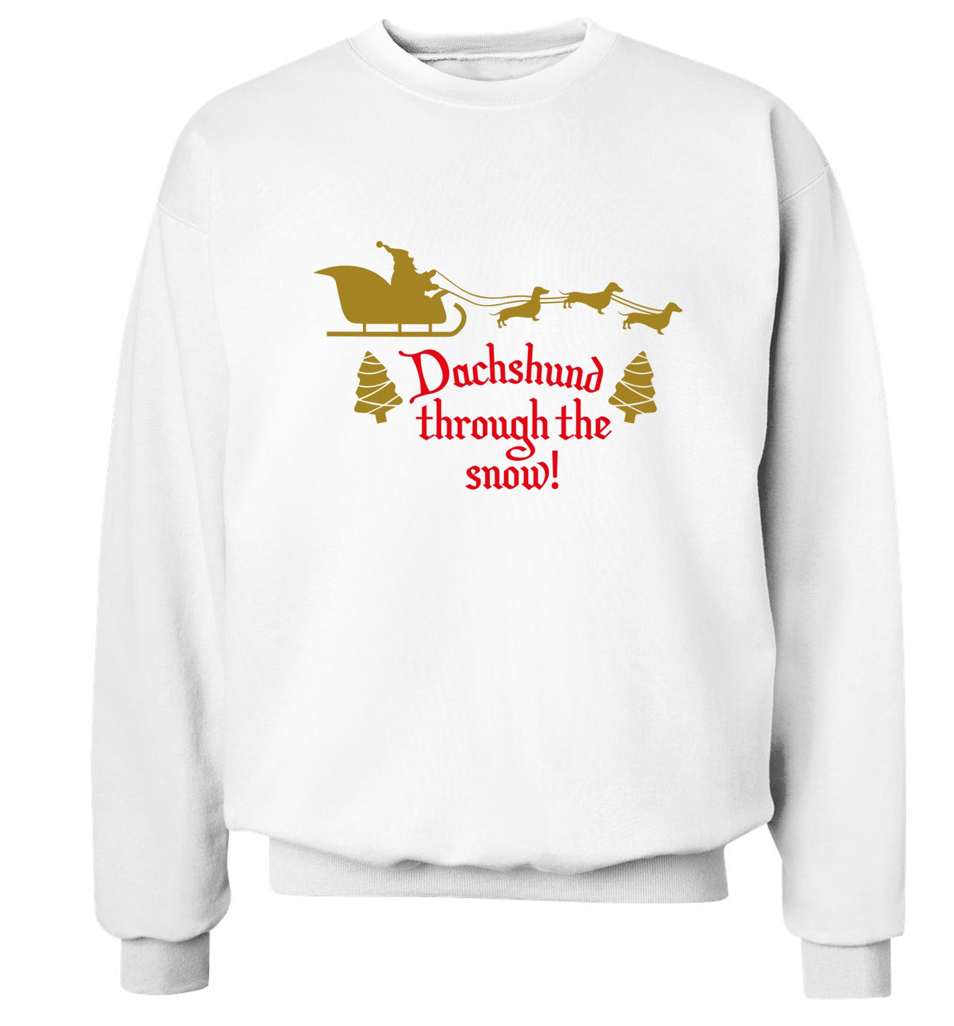 Dachshund through the snow Adult's unisex white Sweater 2XL