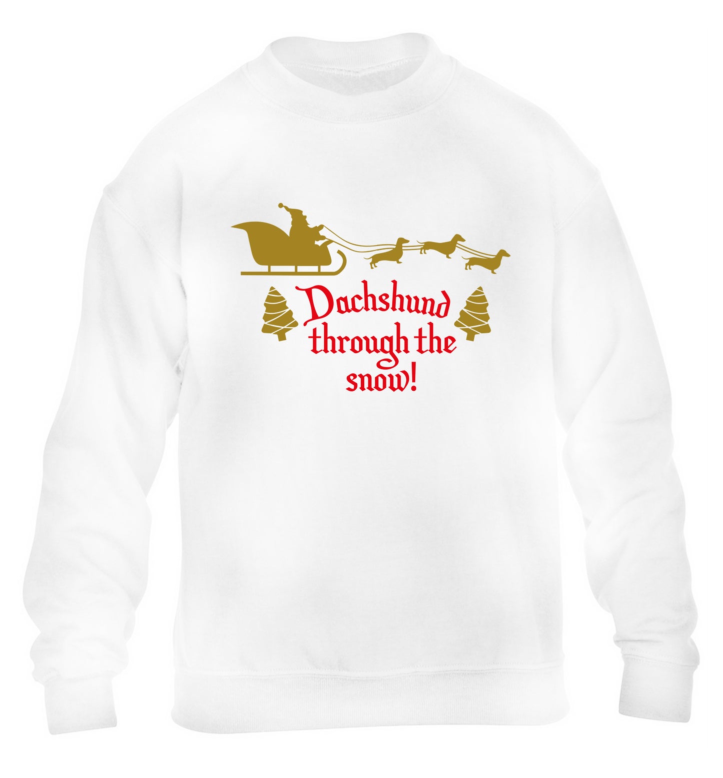 Dachshund through the snow children's white sweater 12-14 Years