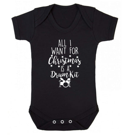 All I want for Christmas is a drum kit! Baby Vest black 18-24 months