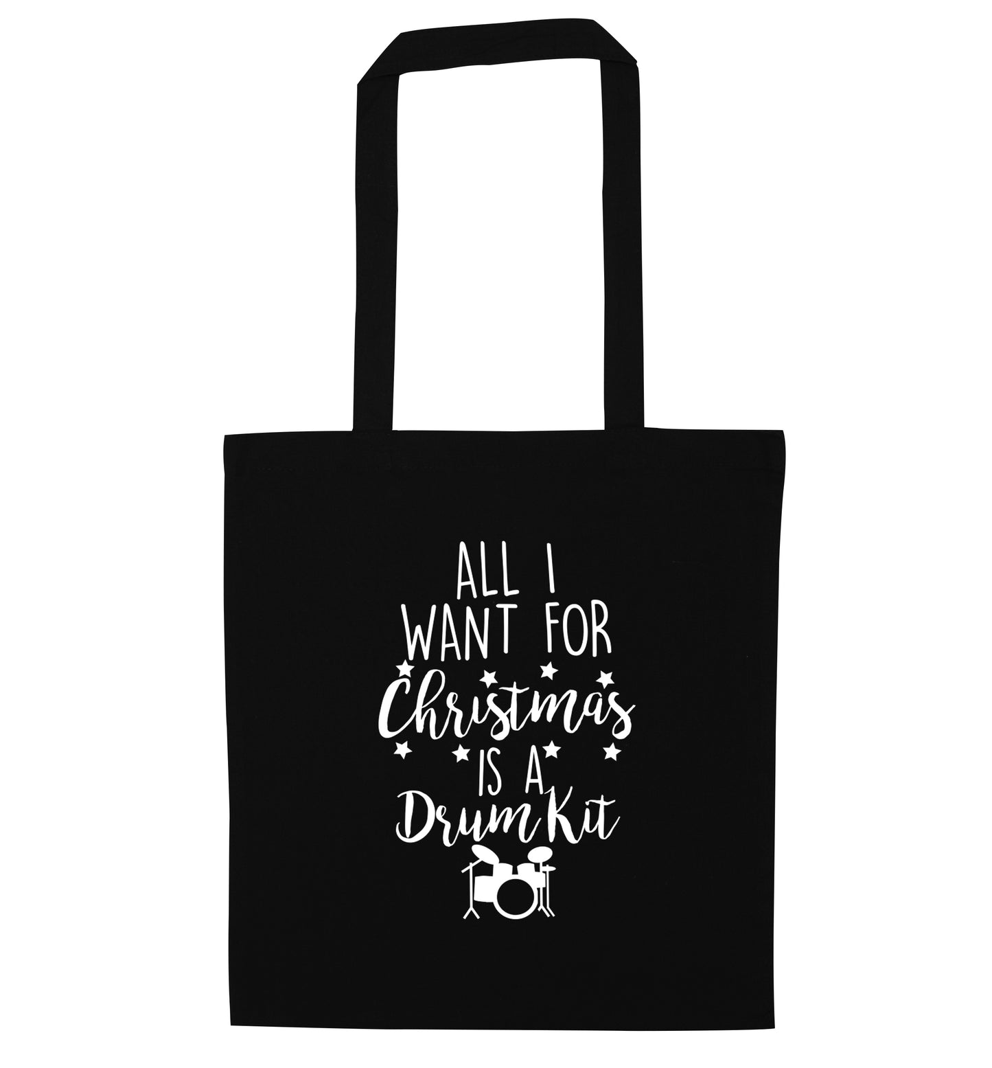All I want for Christmas is a drum kit! black tote bag