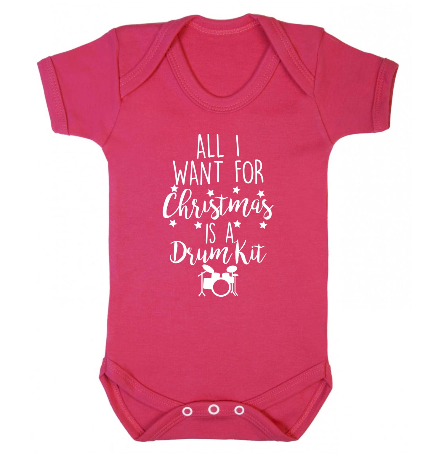 All I want for Christmas is a drum kit! Baby Vest dark pink 18-24 months