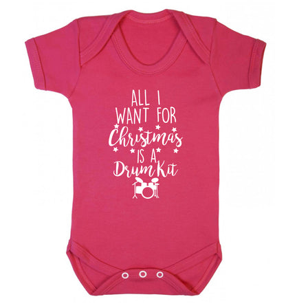 All I want for Christmas is a drum kit! Baby Vest dark pink 18-24 months