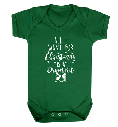 All I want for Christmas is a drum kit! Baby Vest green 18-24 months