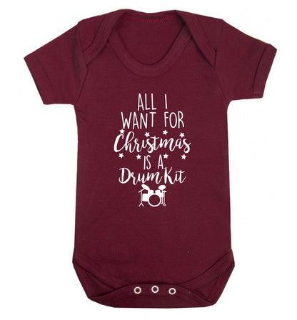 All I want for Christmas is a drum kit! Baby Vest maroon 18-24 months
