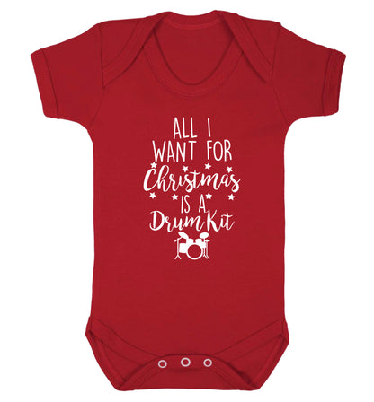 All I want for Christmas is a drum kit! Baby Vest red 18-24 months