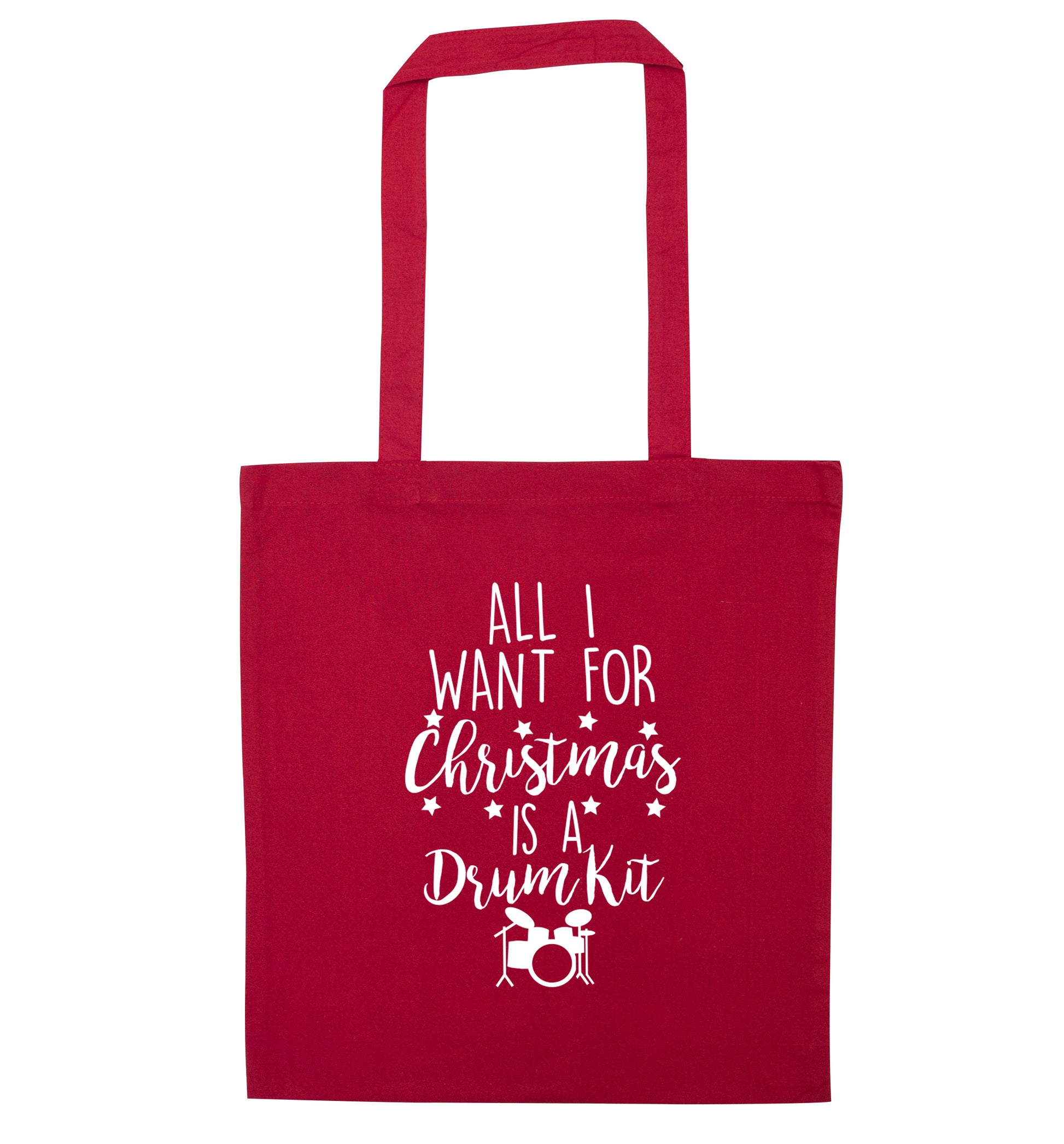 All I want for Christmas is a drum kit! red tote bag