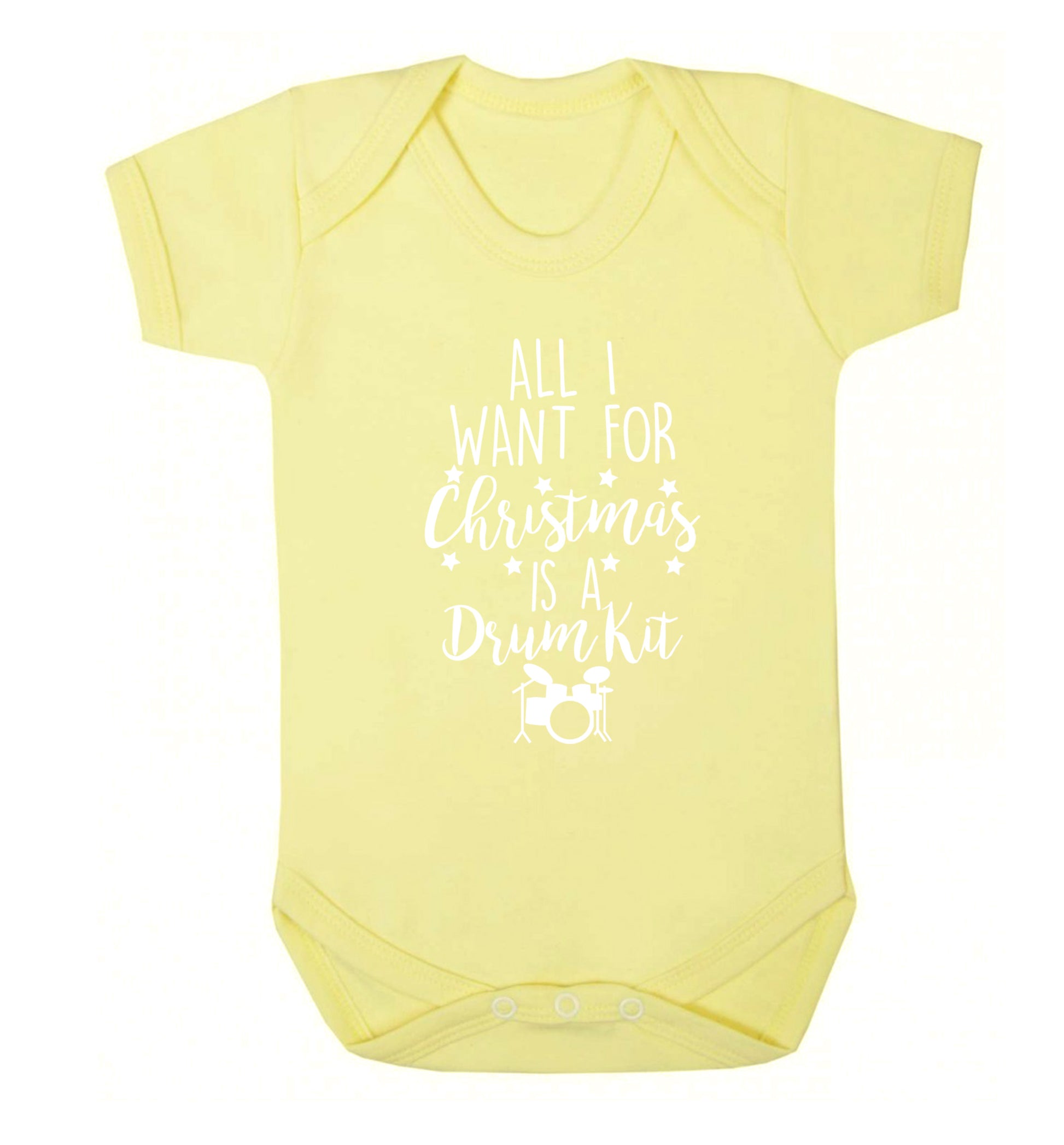 All I want for Christmas is a drum kit! Baby Vest pale yellow 18-24 months