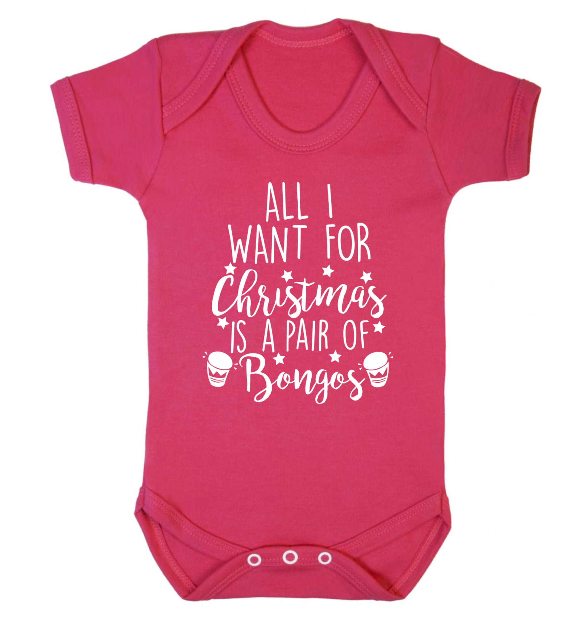 All I want for Christmas is a pair of bongos! Baby Vest dark pink 18-24 months