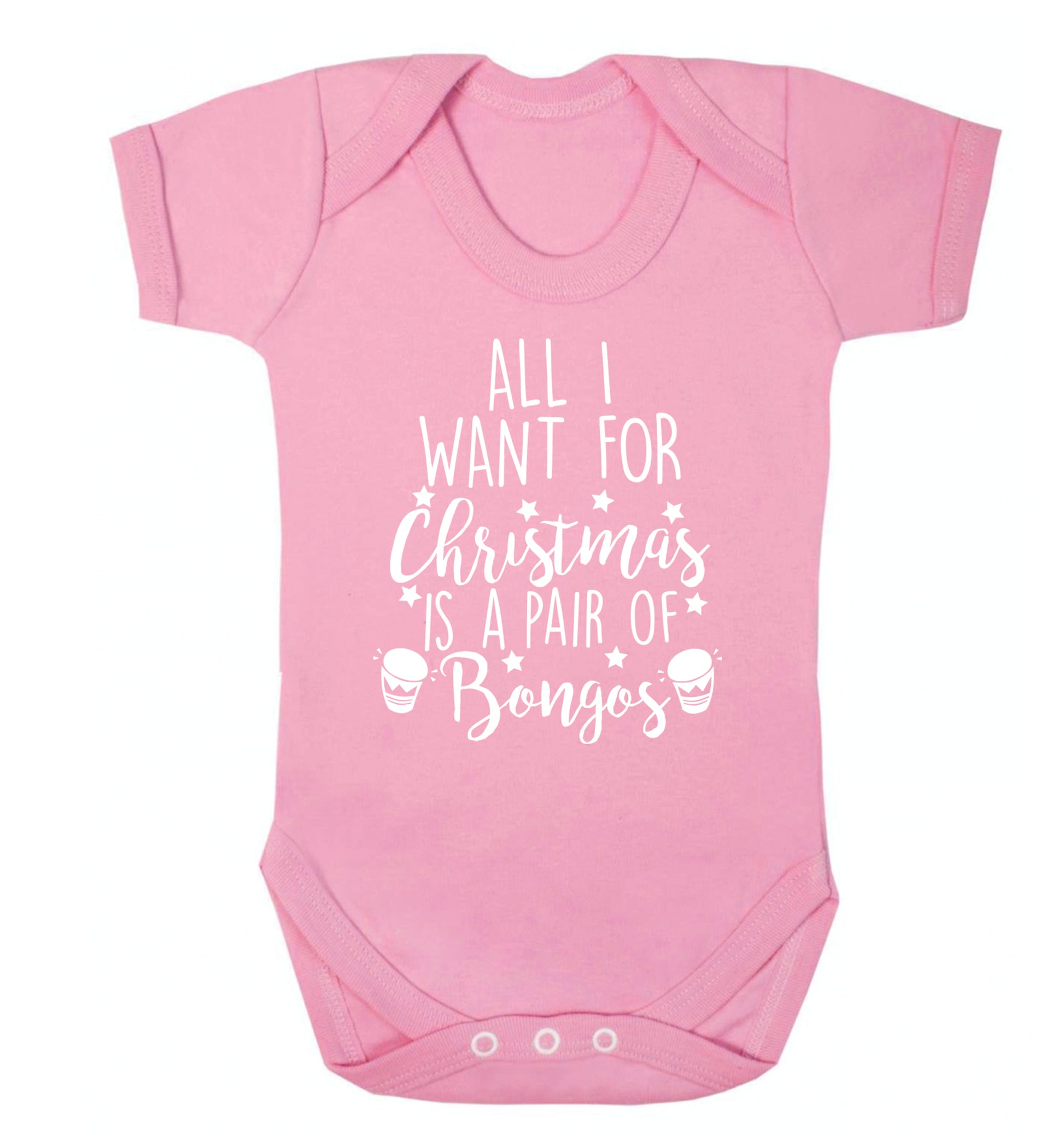 All I want for Christmas is a pair of bongos! Baby Vest pale pink 18-24 months