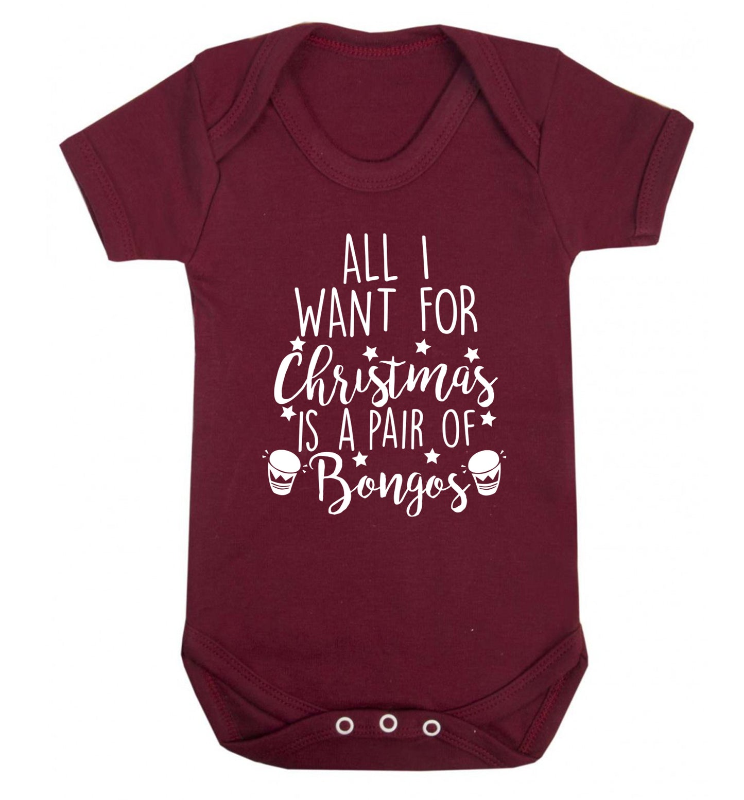 All I want for Christmas is a pair of bongos! Baby Vest maroon 18-24 months