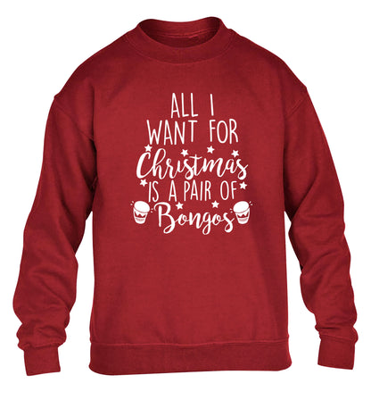 All I want for Christmas is a pair of bongos! children's grey sweater 12-14 Years