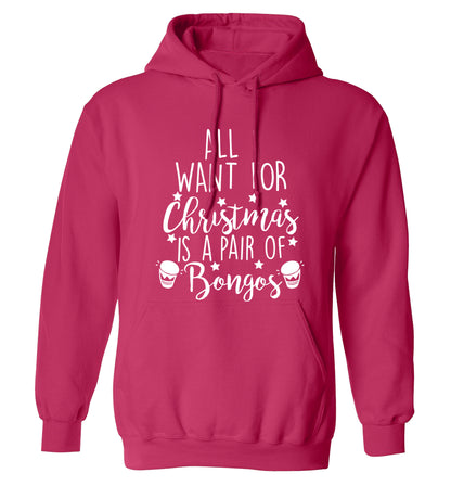 All I want for Christmas is a pair of bongos! adults unisex pink hoodie 2XL