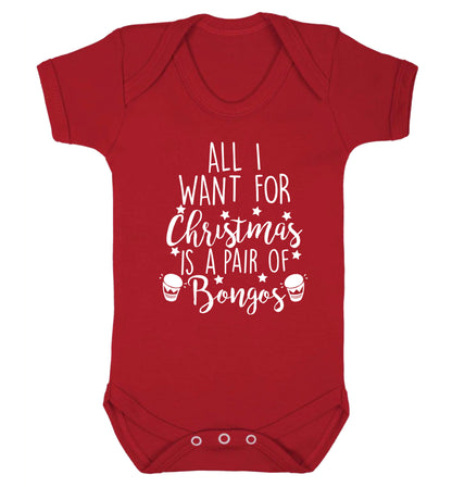 All I want for Christmas is a pair of bongos! Baby Vest red 18-24 months