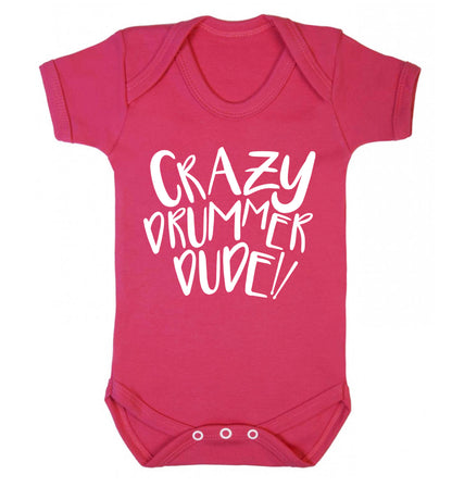 Crazy drummer dude Baby Vest dark pink 18-24 months
