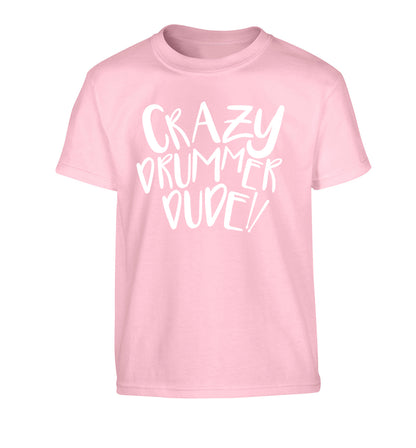 Crazy drummer dude Children's light pink Tshirt 12-14 Years