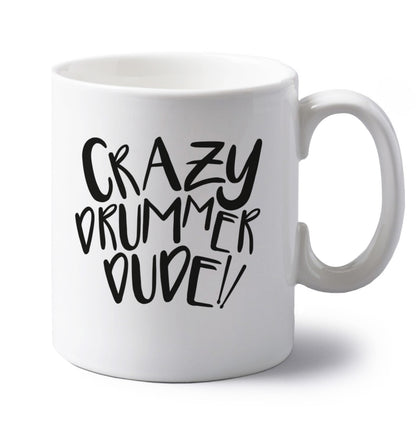 Crazy drummer dude left handed white ceramic mug 