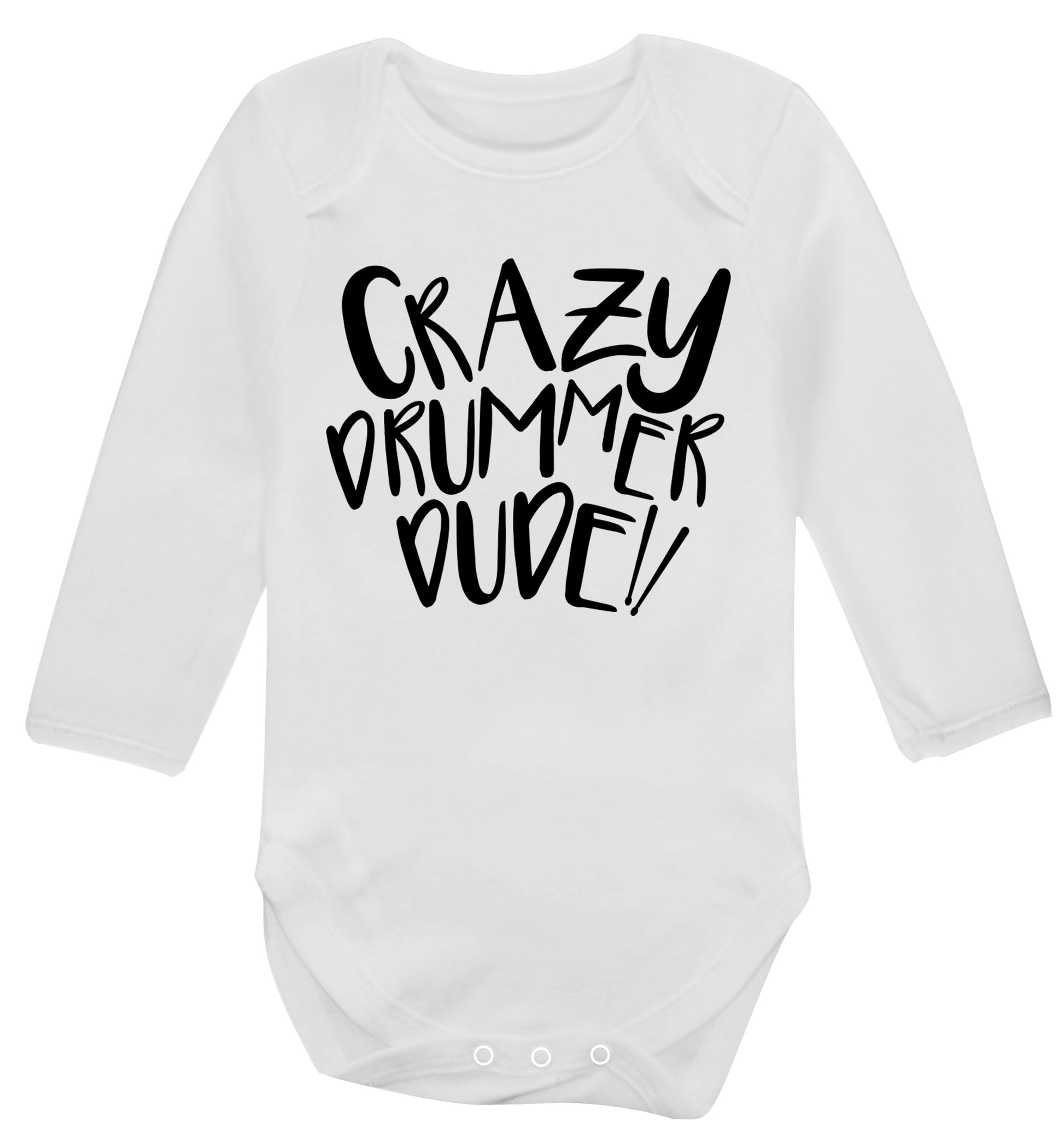 Crazy drummer dude Baby Vest long sleeved white 6-12 months