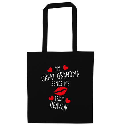 My great grandma sends me kisses from heaven black tote bag