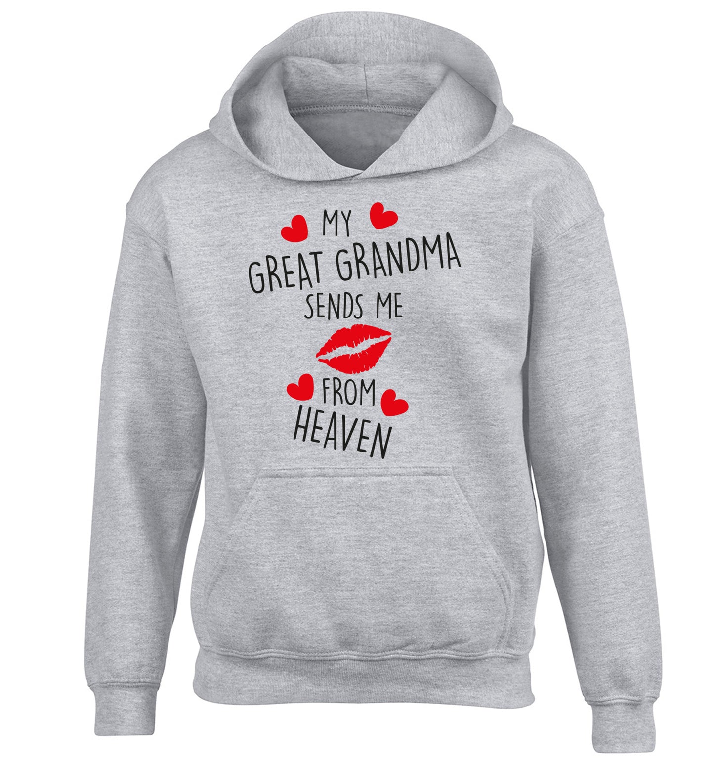 My great grandma sends me kisses from heaven children's grey hoodie 12-14 Years