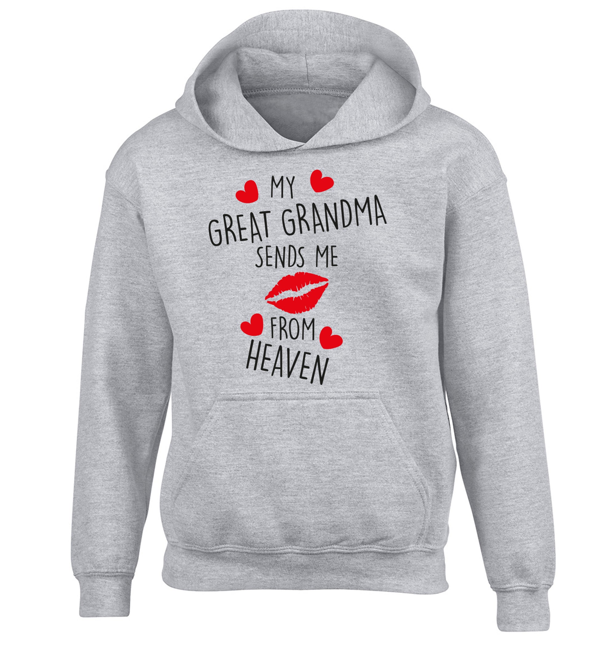 My great grandma sends me kisses from heaven children's grey hoodie 12-14 Years