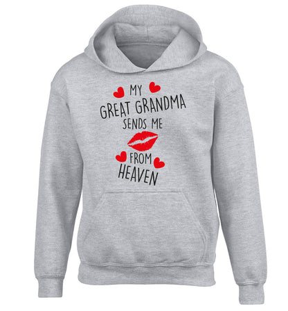 My great grandma sends me kisses from heaven children's grey hoodie 12-14 Years