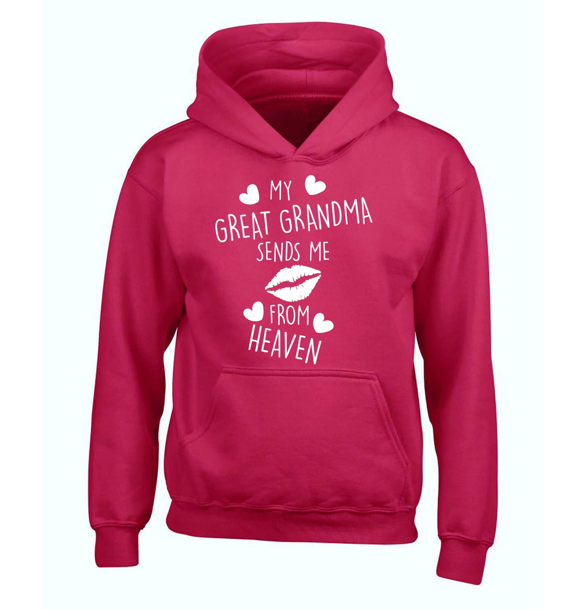 My great grandma sends me kisses from heaven children's pink hoodie 12-14 Years