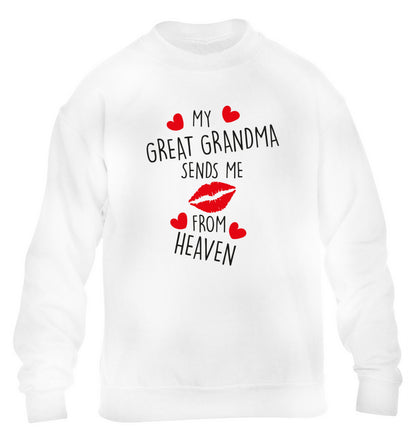 My great grandma sends me kisses from heaven children's white sweater 12-14 Years