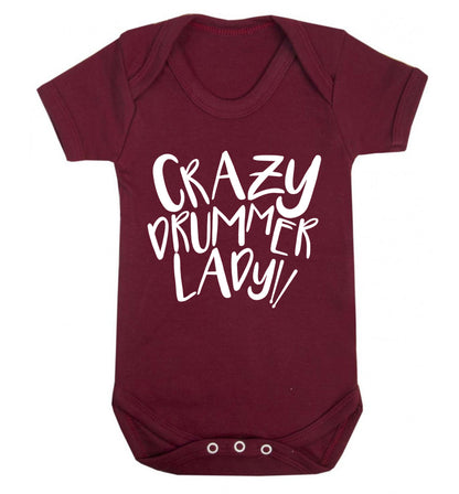 Crazy drummer lady Baby Vest maroon 18-24 months