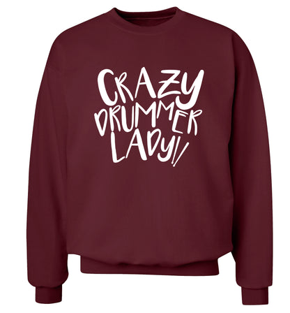 Crazy drummer lady Adult's unisex maroon Sweater 2XL