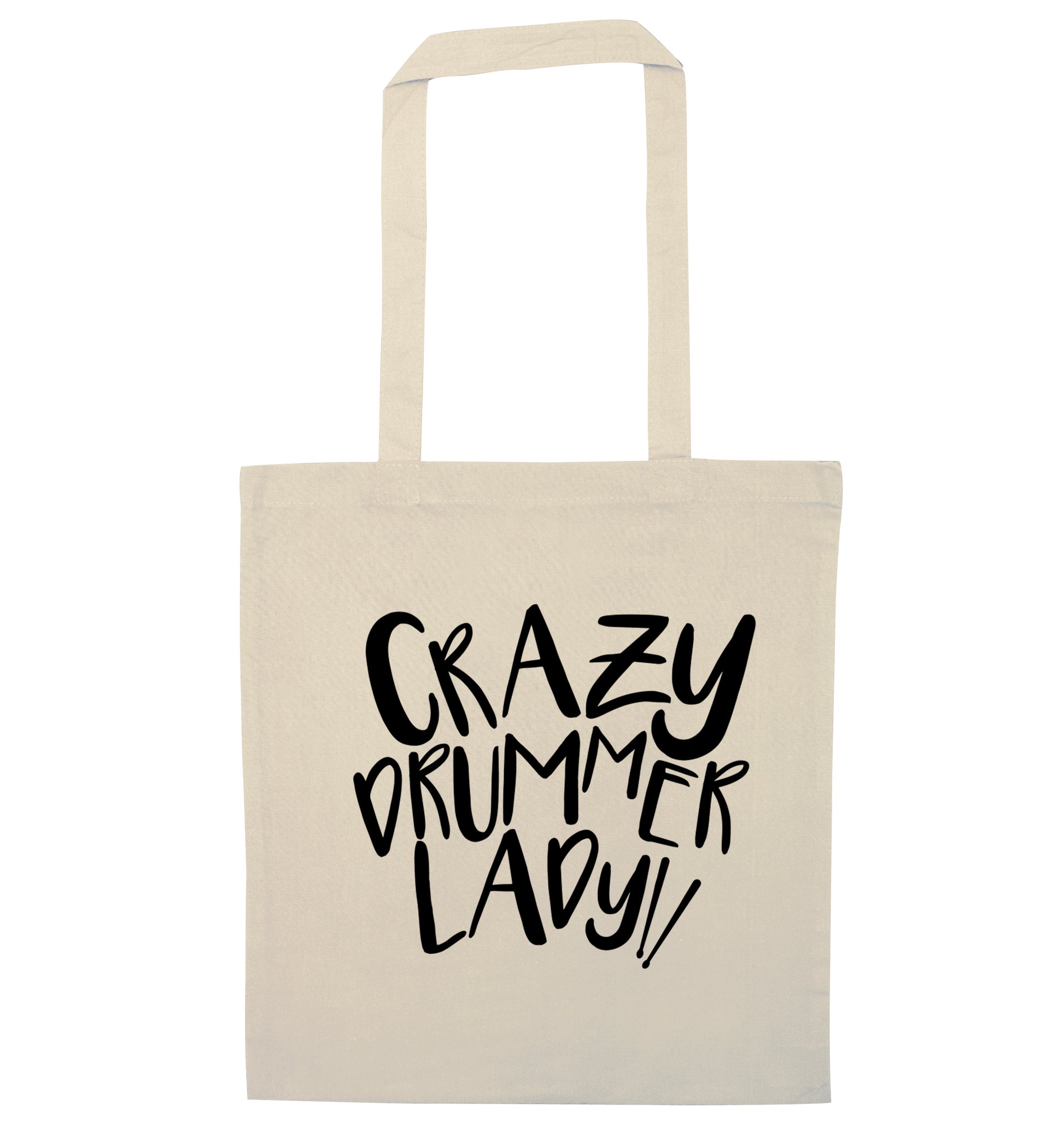 Crazy drummer lady natural tote bag