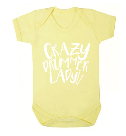 Crazy drummer lady Baby Vest pale yellow 18-24 months