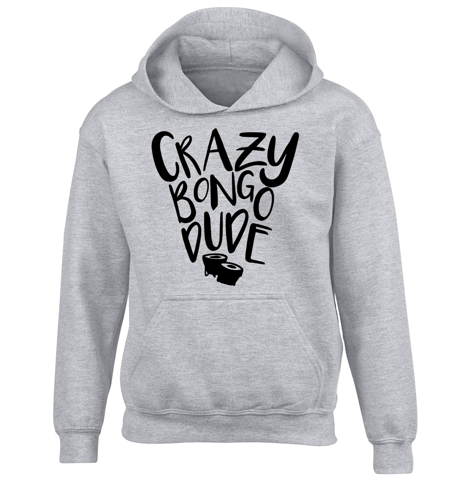 Crazy bongo dude children's grey hoodie 12-14 Years