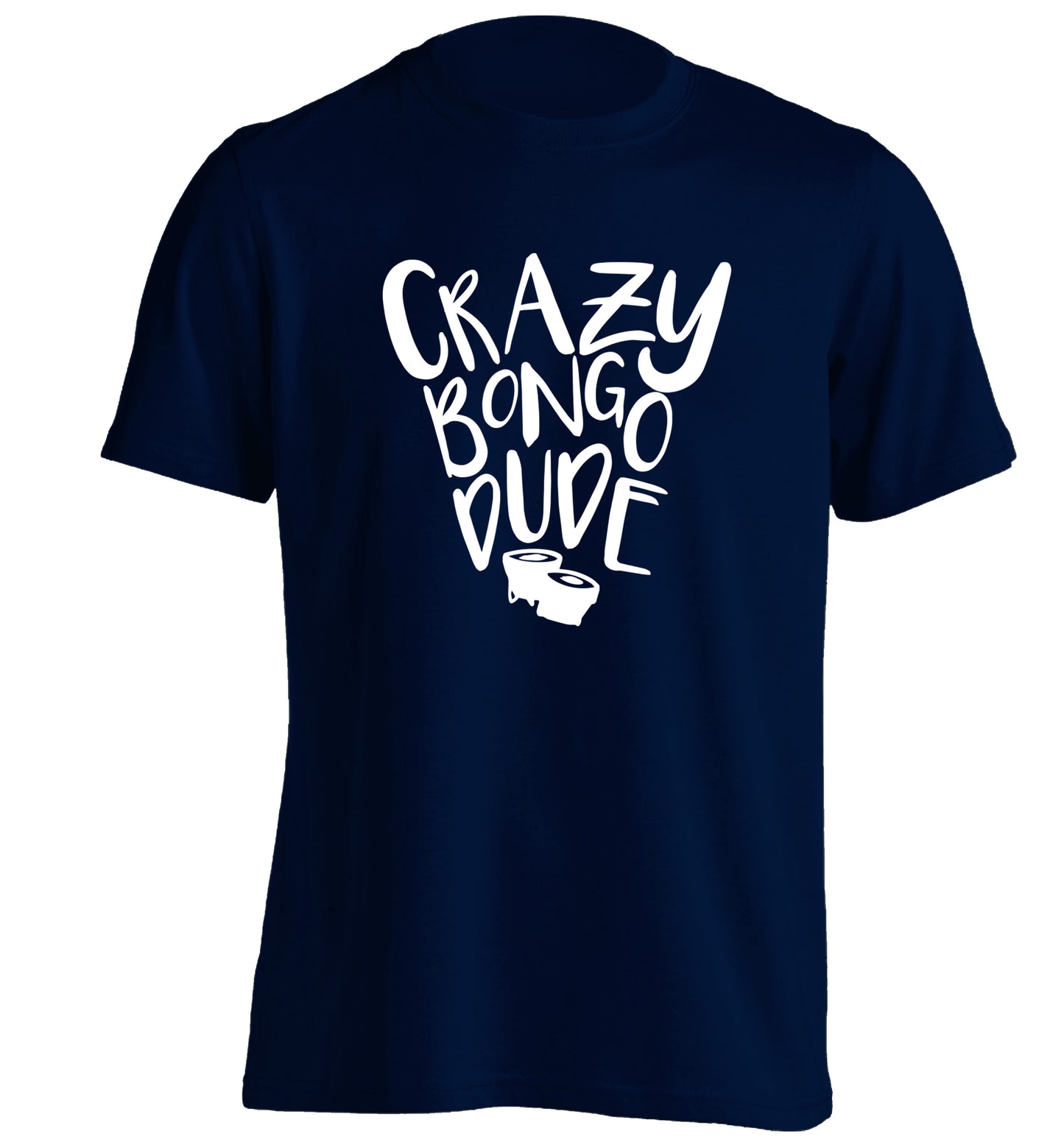 Crazy bongo dude adults unisex navy Tshirt 2XL