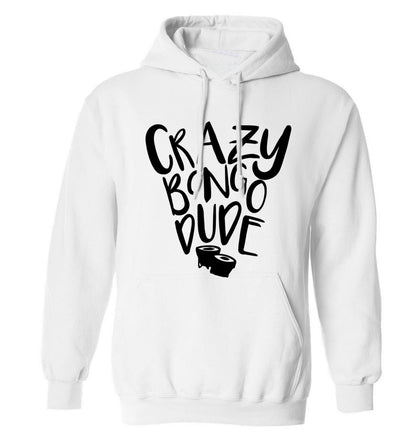 Crazy bongo dude adults unisex white hoodie 2XL