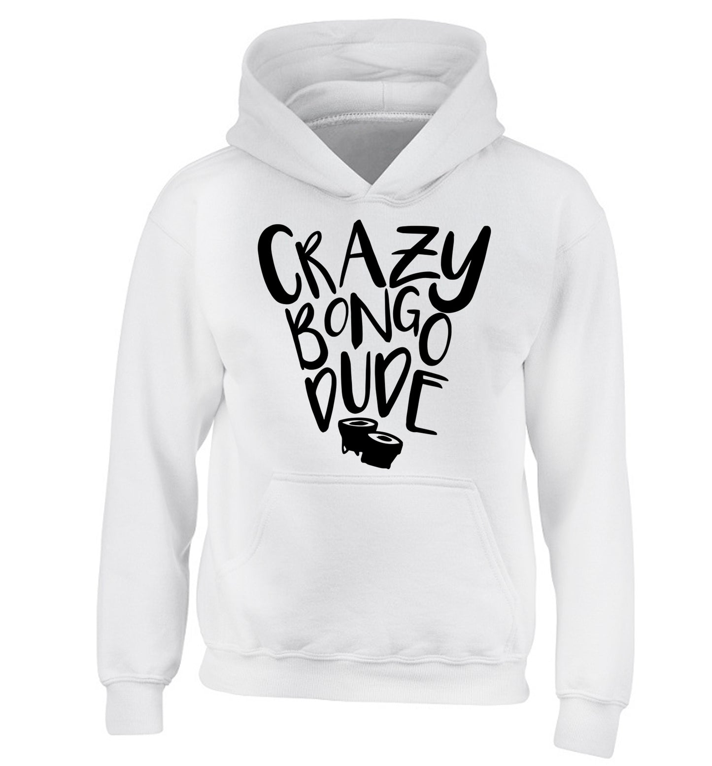 Crazy bongo dude children's white hoodie 12-14 Years