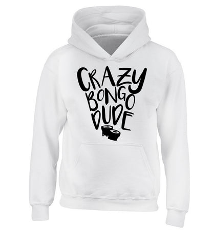 Crazy bongo dude children's white hoodie 12-14 Years
