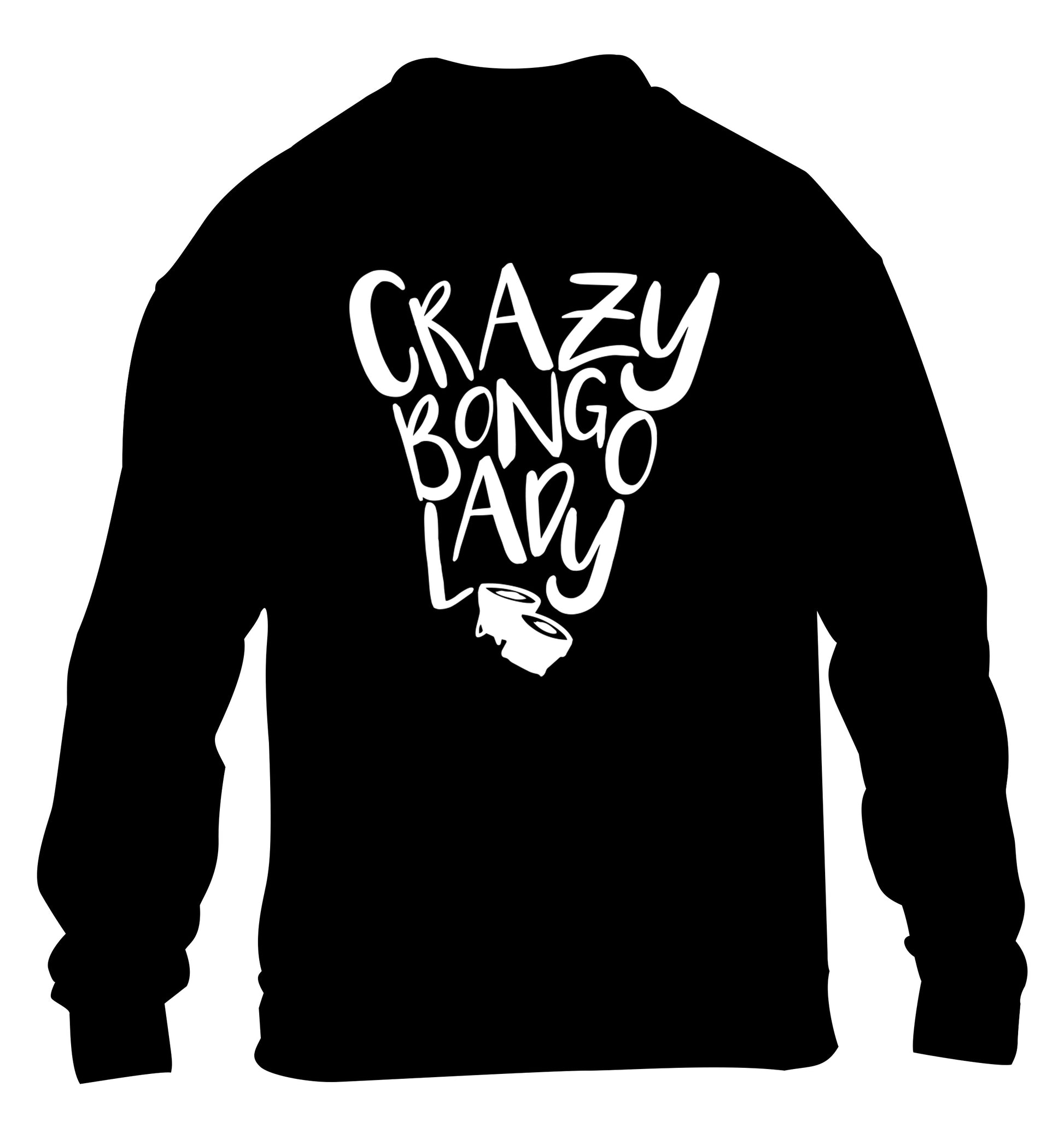 Crazy bongo lady children's black sweater 12-14 Years