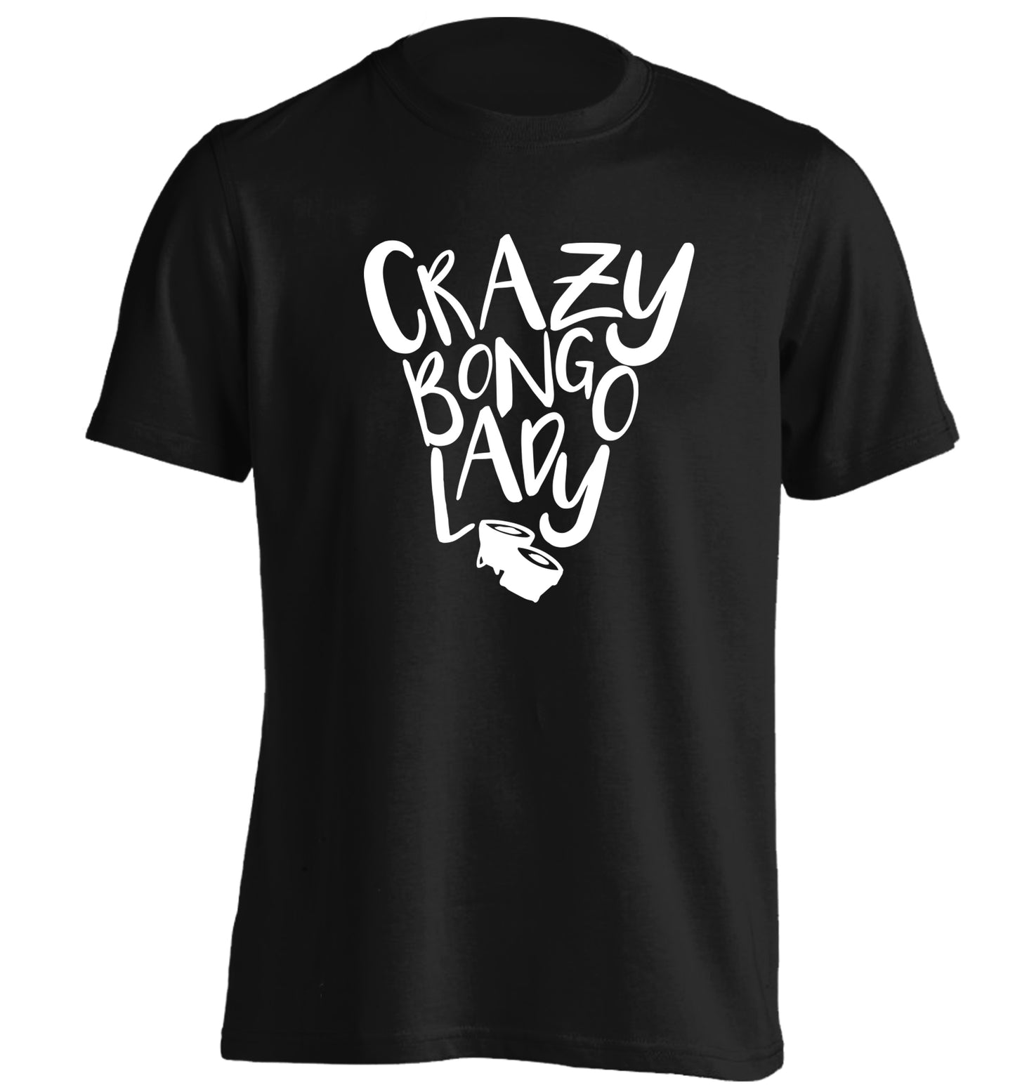 Crazy bongo lady adults unisex black Tshirt 2XL