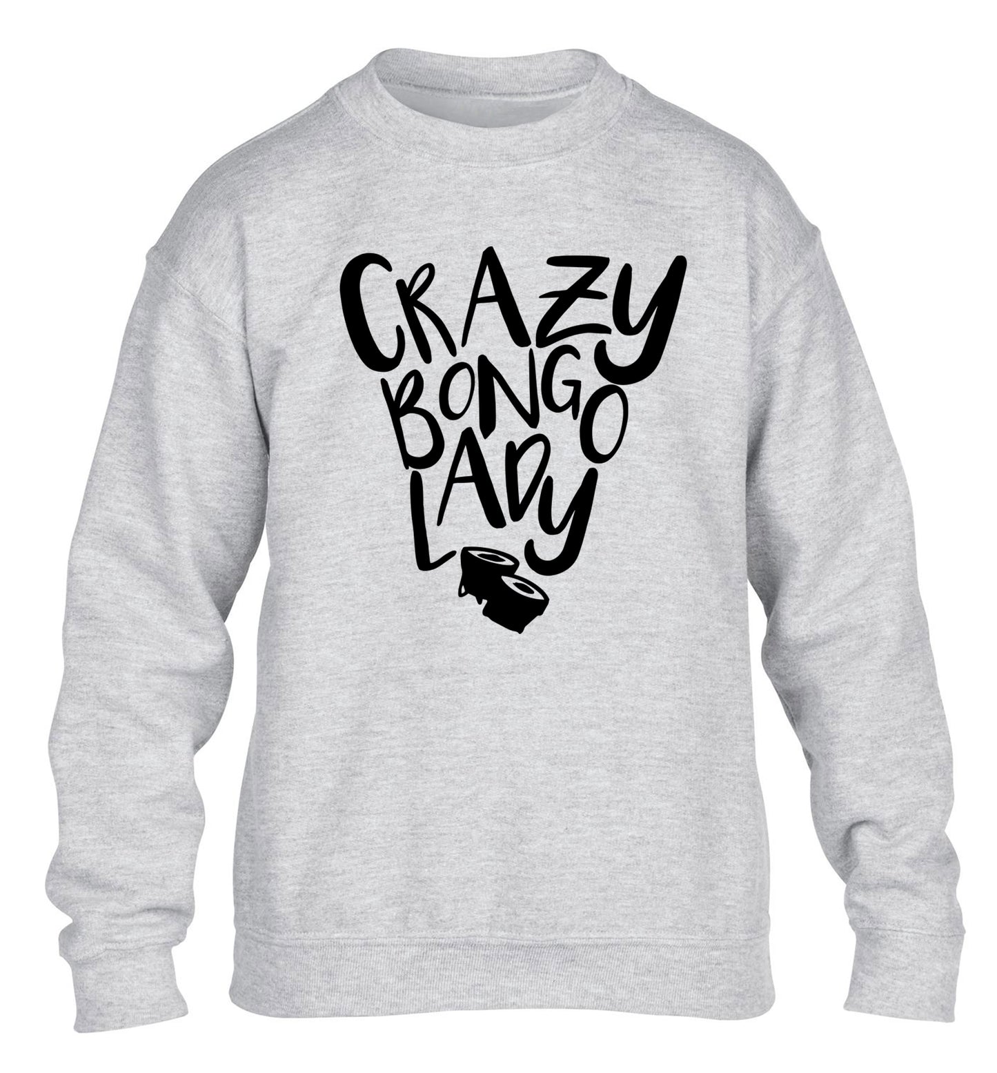 Crazy bongo lady children's grey sweater 12-14 Years