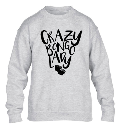 Crazy bongo lady children's grey sweater 12-14 Years
