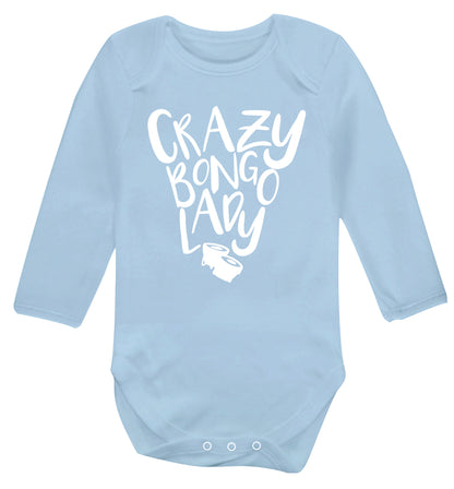 Crazy bongo lady Baby Vest long sleeved pale blue 6-12 months