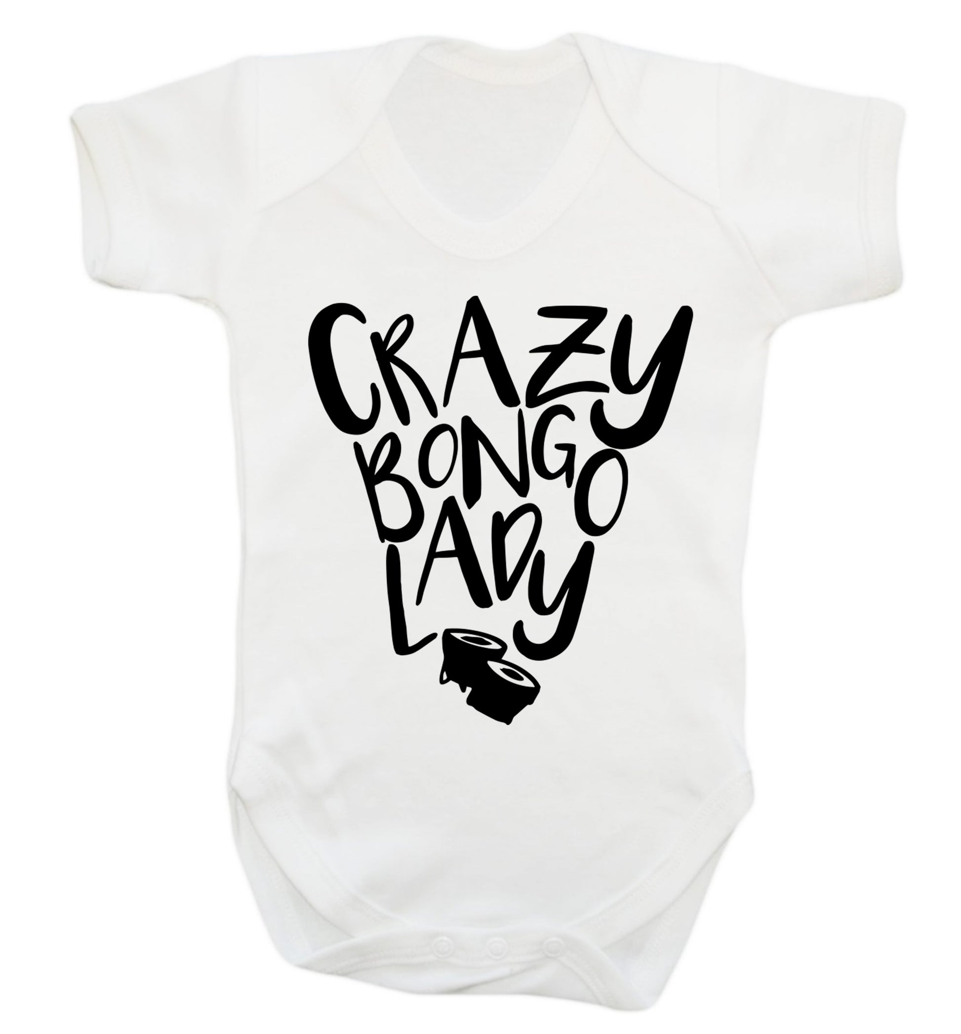 Crazy bongo lady Baby Vest white 18-24 months