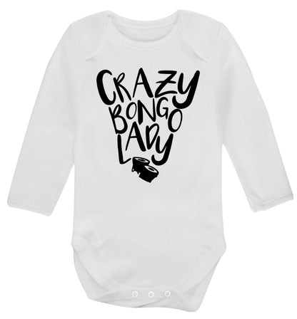 Crazy bongo lady Baby Vest long sleeved white 6-12 months