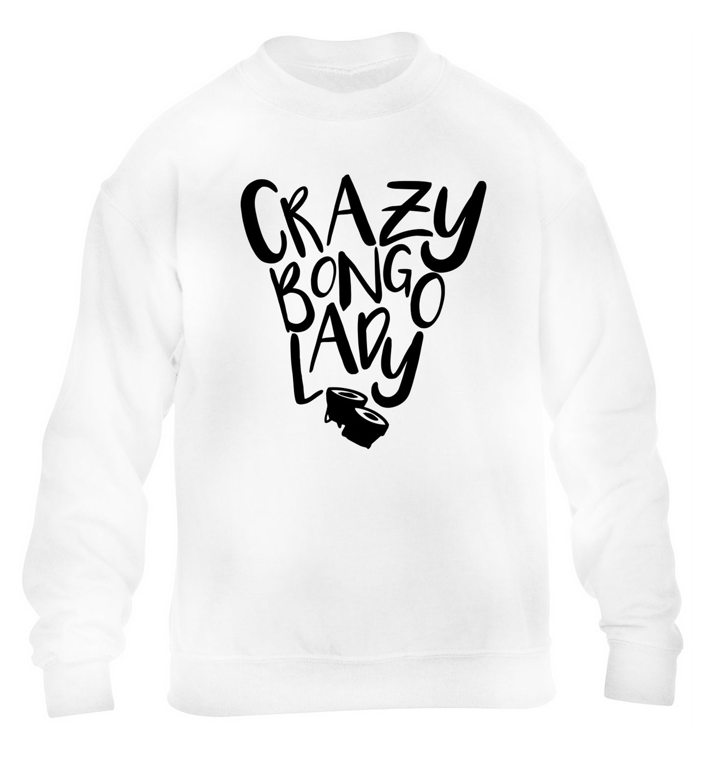 Crazy bongo lady children's white sweater 12-14 Years