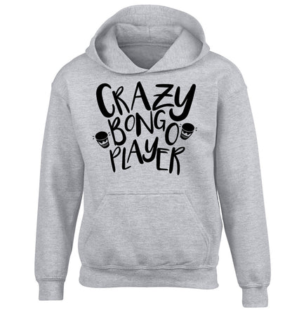 Crazy bongo player children's grey hoodie 12-14 Years