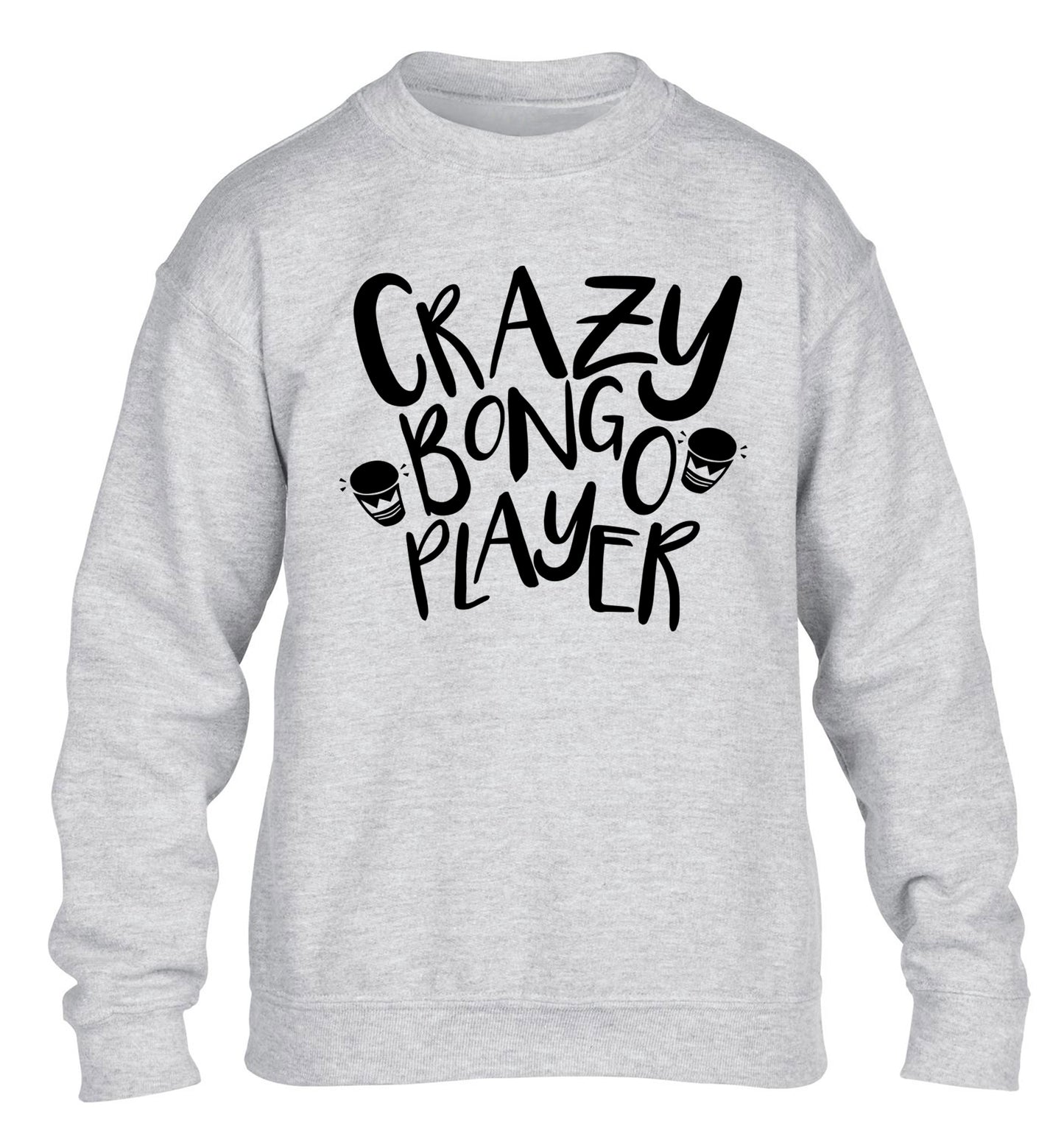 Crazy bongo player children's grey sweater 12-14 Years