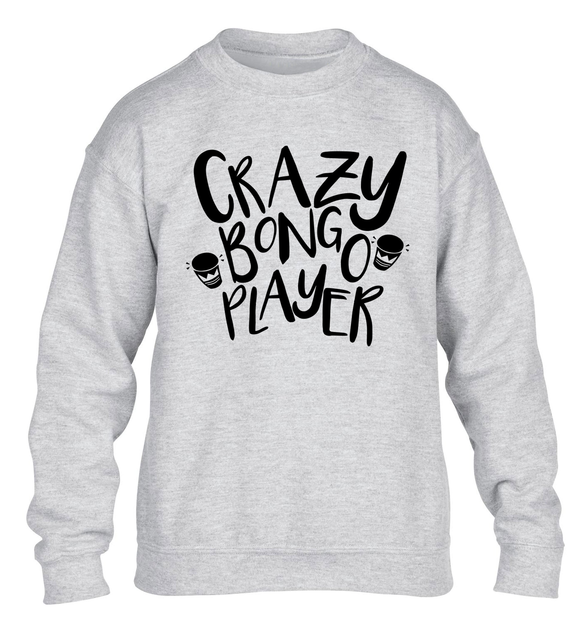 Crazy bongo player children's grey sweater 12-14 Years
