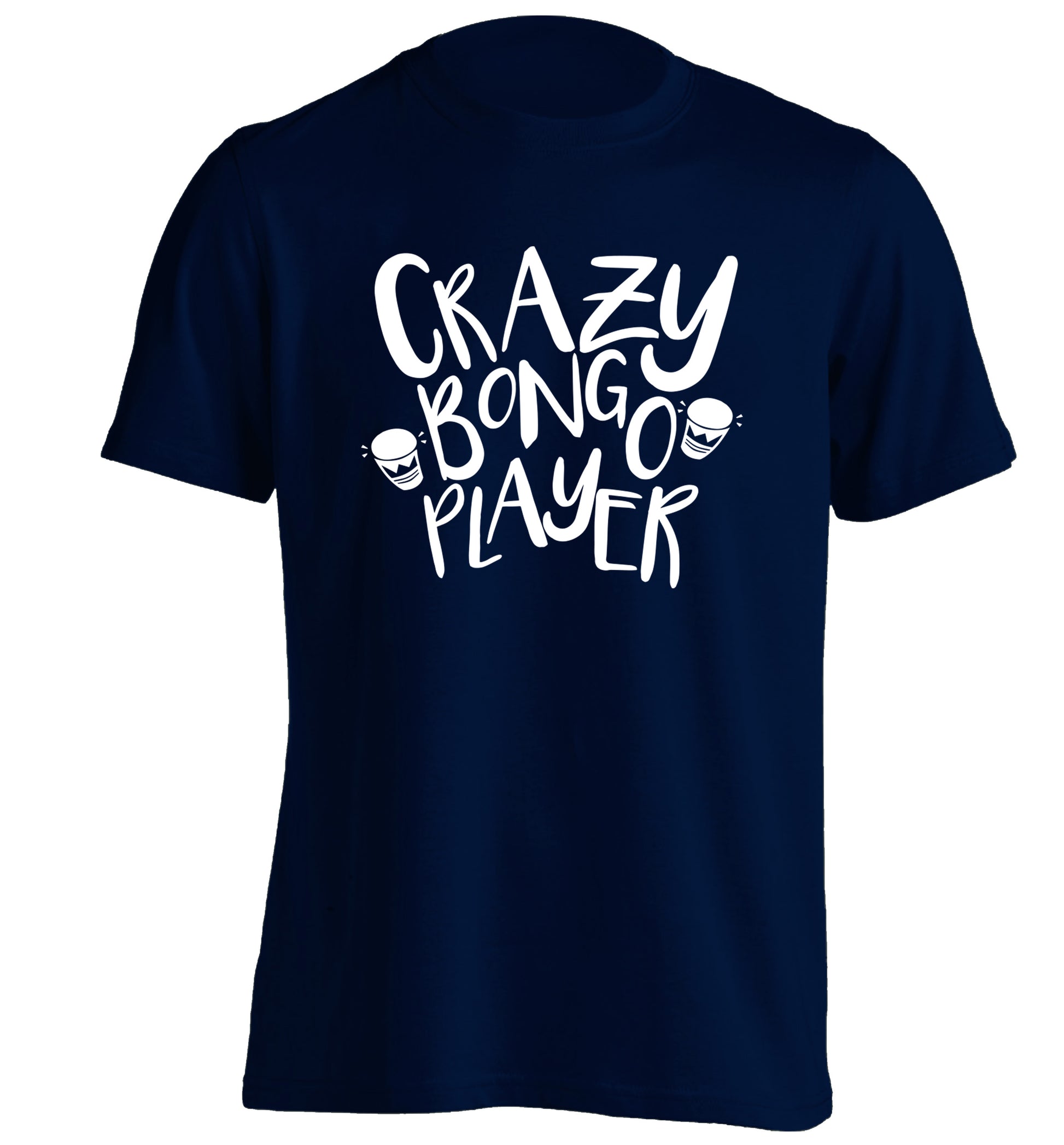 Crazy bongo player adults unisex navy Tshirt 2XL