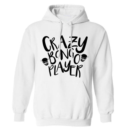 Crazy bongo player adults unisex white hoodie 2XL