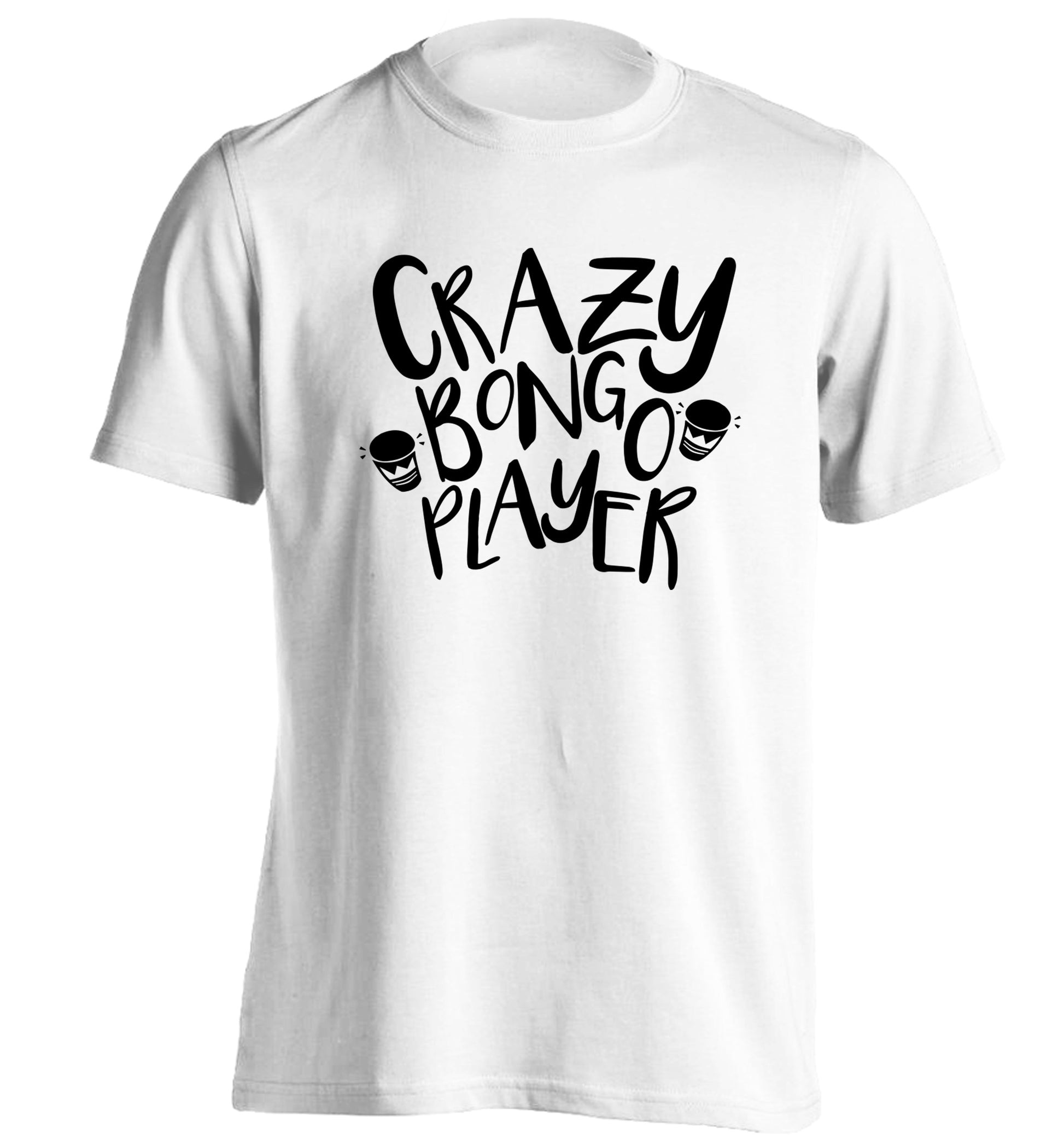 Crazy bongo player adults unisex white Tshirt 2XL